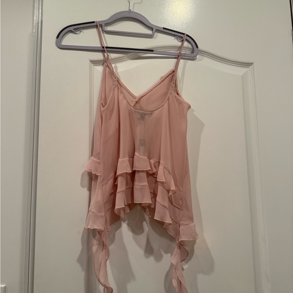 Sheer Pink Ruffle Top - Picture 2 of 3